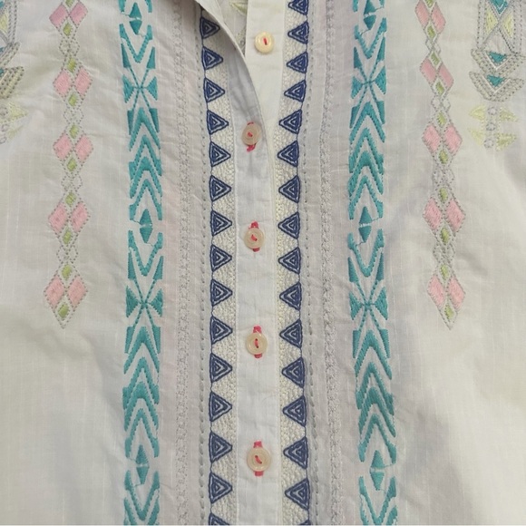 3J Workshop Johnny Was Button Down Shirt Embroidered Long Sleeve White Medium - Picture 3 of 13